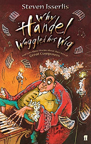 Book cover with colorful illustrations and a portrait of George Frideric Handel wearing a wig.