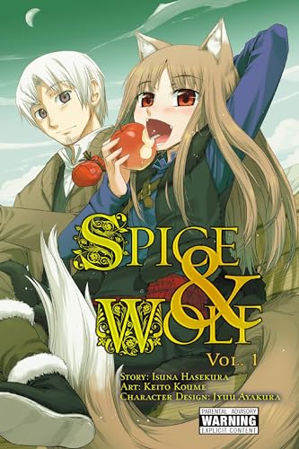 Manga cover featuring a wolf-eared girl and a young man with an apple.