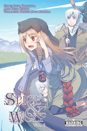 Spice and Wolf volume 8 manga cover with two characters in winter clothing.