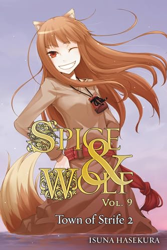 Anime-style illustration of Holo the wolf girl on the Spice and Wolf book cover.