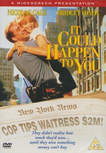 DVD cover featuring Nicolas Cage hugging Bridget Fonda with a New York newspaper headline below.