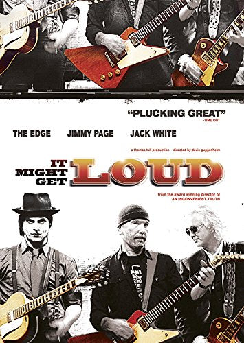 DVD cover for “It Might Get Loud” featuring three guitarists.
