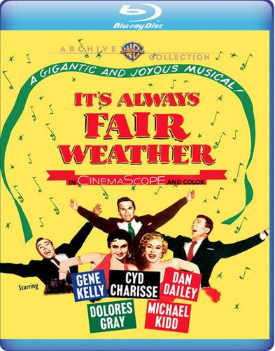 “It’s Always Fair Weather” Blu-ray cover with musical notes and dancing figures.