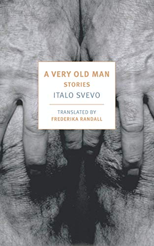 Book cover with wrinkled hands framing the title "A Very Old Man.