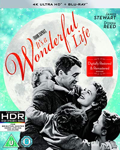 "Blu-ray case for 'It's a Wonderful Life' with black-and-white image and red title."