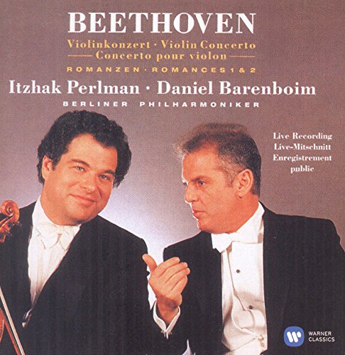 CD cover featuring Itzhak Perlman and Daniel Barenboim, Beethoven violin concerto.