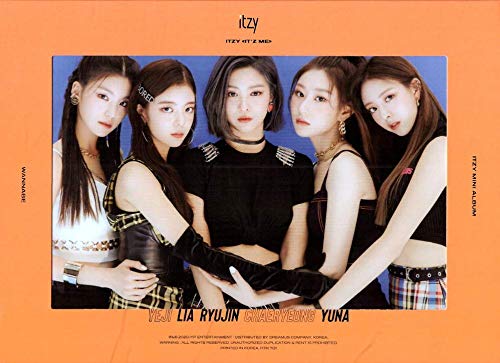 Itzy album cover featuring five young women with long hair.