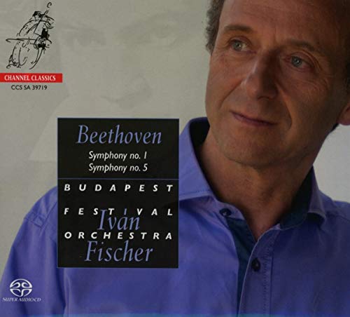 CD cover featuring a man in a purple shirt and Beethoven's symphony information.