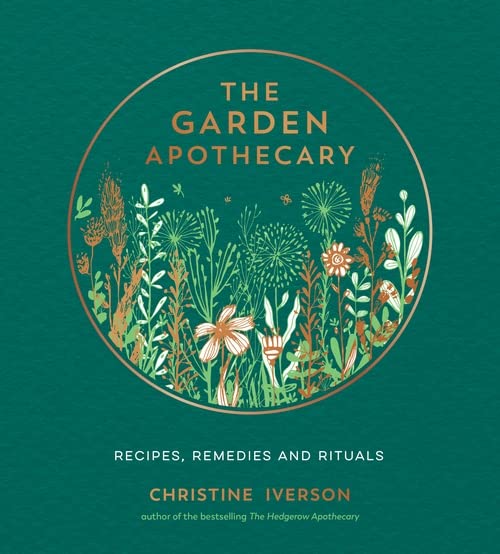 Book cover featuring a gold-outlined circle with floral illustrations on a dark green background.