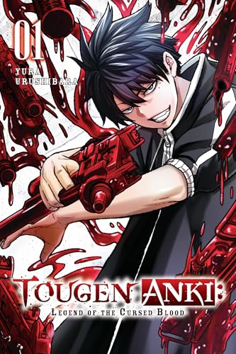 Manga cover featuring a dark-haired boy holding a red weapon amidst swirling red liquid.