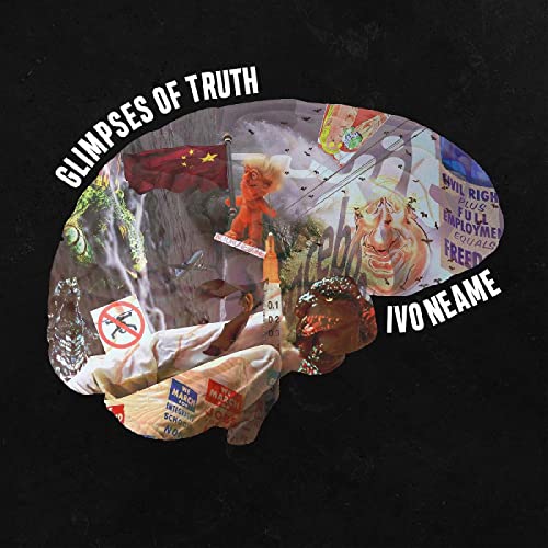 Album cover for Ivo Neame’s “Glimpses Of Truth” featuring collage imagery.