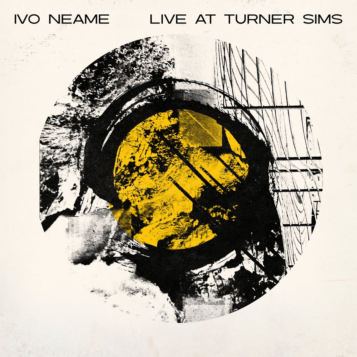 Album cover for Ivo Neame’s “Live At Turner Sims” with abstract art.