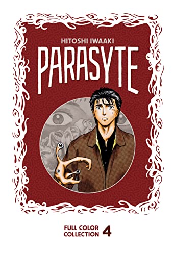 Manga cover: a young man and a parasitic creature with large eyes.