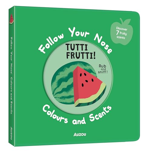 Green board book with a watermelon slice and “Follow Your Nose” text.