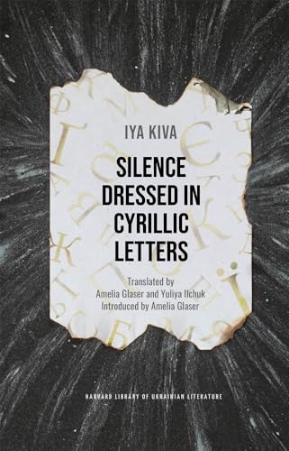 Book cover: "Silence Dressed in Cyrillic Letters" with torn paper effect.