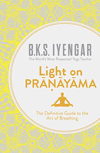 Book cover: “Light on Pranayama” by B.K.S. Iyengar, with a yoga silhouette.