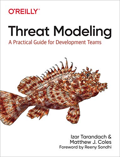 Book cover: "Threat Modeling" with illustration of a scorpionfish.