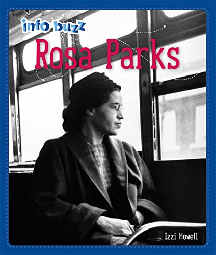 Black and white photo of Rosa Parks seated on a bus.