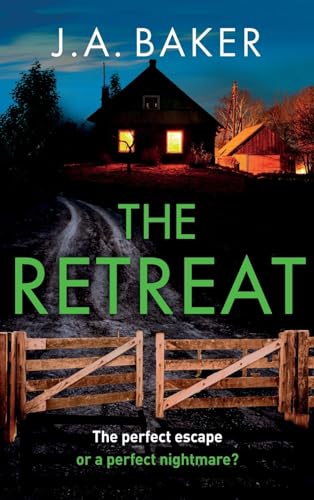 Book cover: dark landscape with a house and the title “The Retreat”.