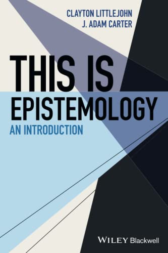 Book cover: "This Is Epistemology" with abstract blue and black shapes.