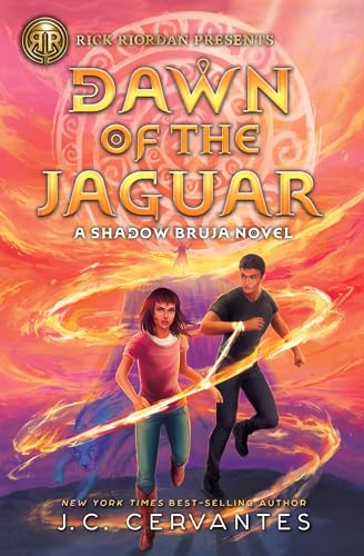 Book cover: two young people silhouetted against a fiery, magical background.