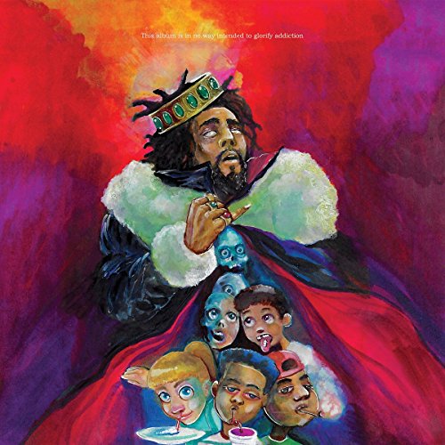 J. Cole album cover, painted portrait with figures and symbolic imagery.