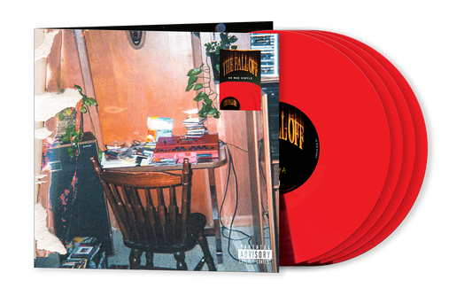 Album cover showing a room interior with three red vinyl records.