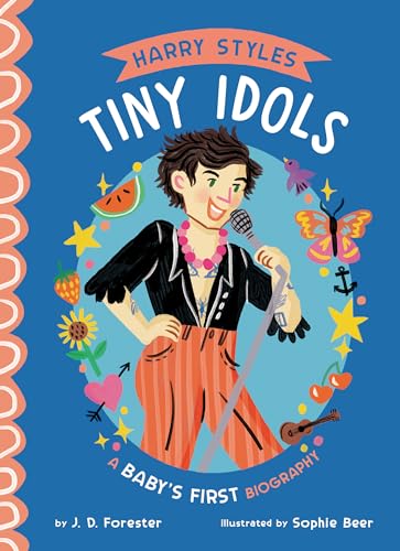 Illustrated children’s book cover featuring singer Harry Styles with colorful fruit.