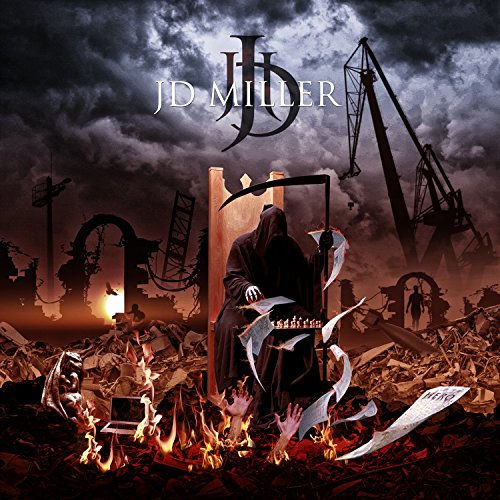 CD cover: skeletal figure on throne amidst post-apocalyptic ruins.