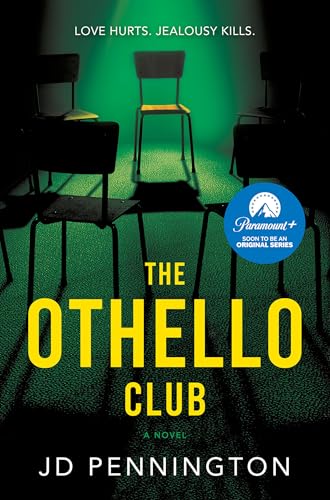 Book cover featuring empty chairs in a green spotlight with text The Othello Club.