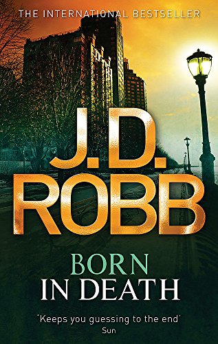 Book cover: "Born In Death: 23" by J.D. Robb, city skyline background.