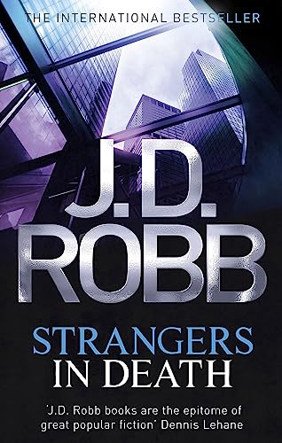 Book cover for Strangers in Death by J.D. Robb featuring a modern city skyline.