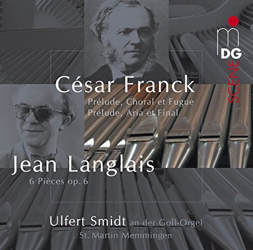 "CD cover with two men's portraits and organ pipes in the background."