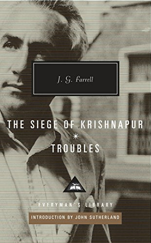 Book cover: "The Siege of Krishnapur" by J.G. Farrell, with a portrait.