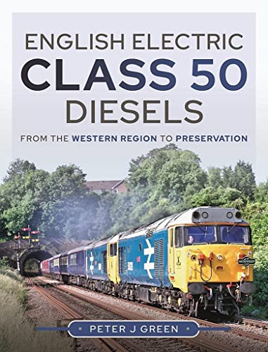 Book cover featuring a blue English Electric Class 50 diesel locomotive.
