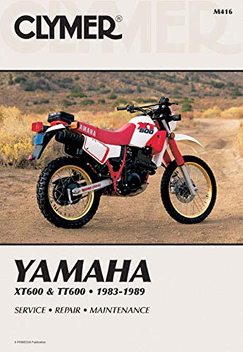 Clymer repair manual cover featuring a red and white Yamaha XT600 motorcycle.