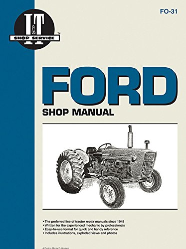 Blue and white Ford shop manual cover with a tractor illustration.