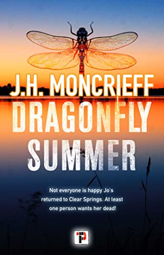 Book cover: Dragonfly Summer, featuring a large dragonfly against a sunset.