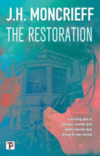 Book cover: “The Restoration” with a house and partial face image.