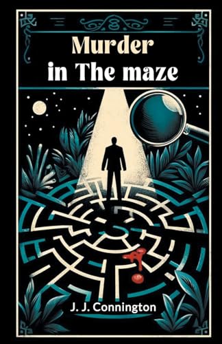 Book cover: "Murder in the maze" with a figure in a labyrinth.