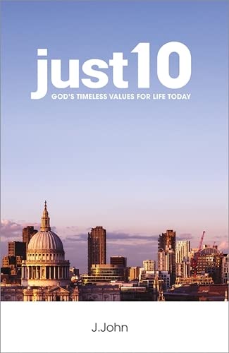 Book cover with "just10" title and London skyline background.