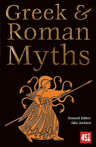 Book cover: "Greek & Roman Myths" with orange illustration of Perseus.