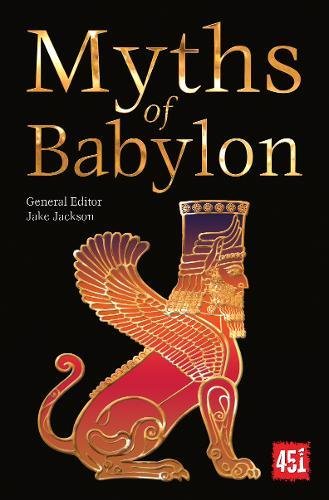 Book cover: "Myths of Babylon" with a golden winged bull illustration.