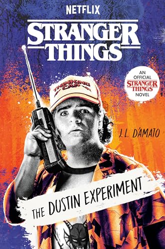 Book cover featuring Dustin from Stranger Things holding a walkie-talkie against a textured background.