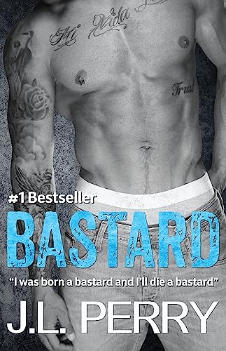 Book cover: Torso of a tattooed man, title “Bastard” in blue lettering.