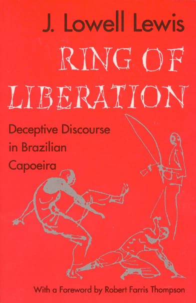 Book cover: “Ring of Liberation” with capoeira figures in gray.