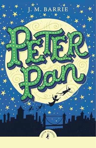 Book cover for "Peter Pan" with illustrated title and flying figures.