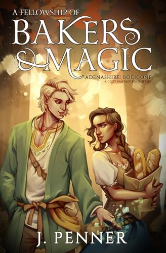 Book cover featuring two young adults with baked goods, fantasy art.