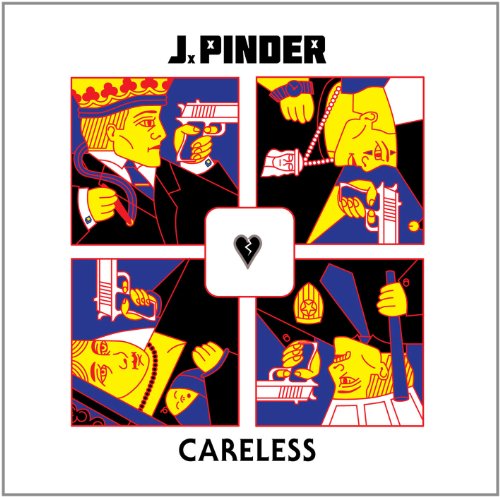 CD cover for J. Pinder’s “Careless” featuring illustrated figures and playing cards.