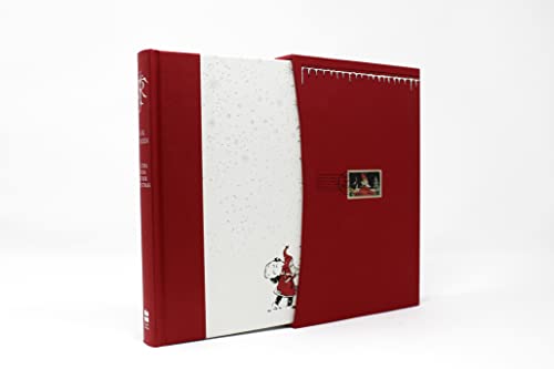 A red and white hardcover book with an illustration of Santa Claus.